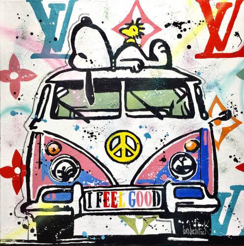 Good trip for Snoopy van Patrick Cornée, Schilderij te koop op Singulart