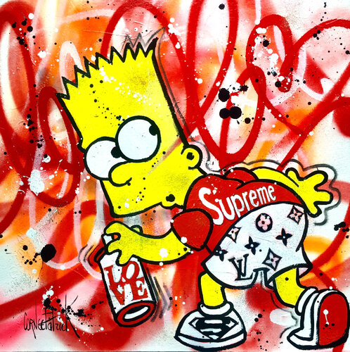 Bart graffiti red LOVE van Patrick Cornée, Schilderij te koop op Singulart