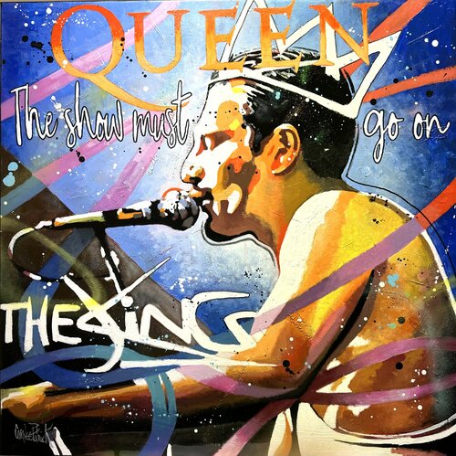 Freddie Mercury, blue version by Patrick Cornée, 회화 for Sale on Singulart