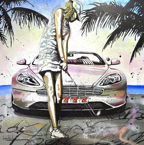 Golf, the sea and my Aston Martin di Patrick Cornée, Pittura in vendita su Singulart