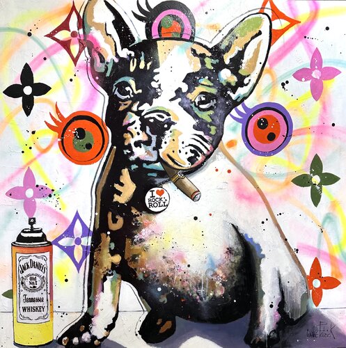 My French Bulldog is a Rock Star di Patrick Cornée, Pittura in vendita su Singulart