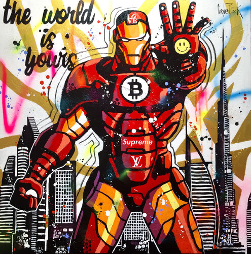 Iron Man in Dubaï di Patrick Cornée, Pittura in vendita su Singulart