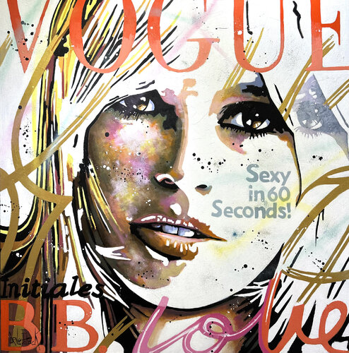 Brigitte Bardot, Vogue, red and gold version di Patrick Cornée, Pittura in vendita su Singulart