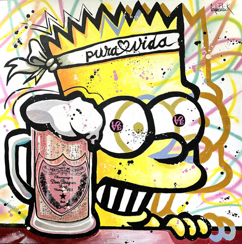 Bart Simpson, loves Don Pérignon rosé champagne by Patrick Cornée, 회화 for Sale on Singulart