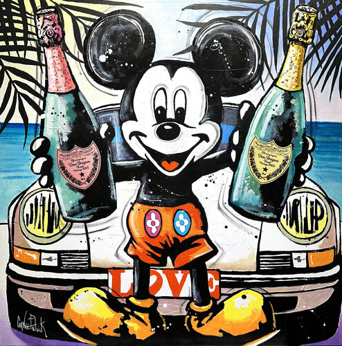 Mickey, life is beautiful in a Porsche 911 di Patrick Cornée, Pittura in vendita su Singulart
