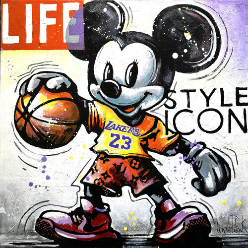 Mickey is a Lakers fan di Patrick Cornée, Pittura in vendita su Singulart