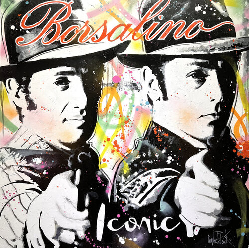 Jean Paul Belmondo et Alain Delon, Borsalino by Patrick Cornée, 회화 for Sale on Singulart
