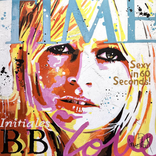 Brigitte Bardot Pop Art – Tableau Contemporain Coloré “Initiales B.B.” de Patrick Cornée, Pintura a la venta en Singulart
