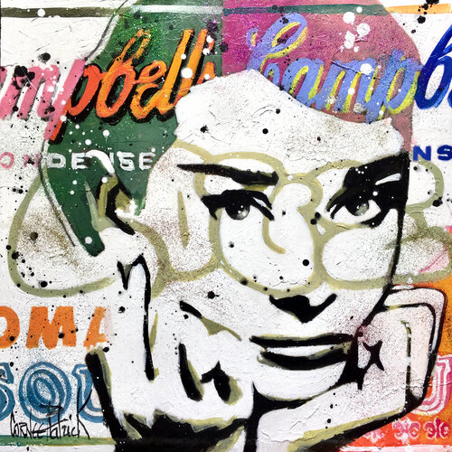Audrey Hepburn loves Pop Art de Patrick Cornée, Pintura a la venta en Singulart
