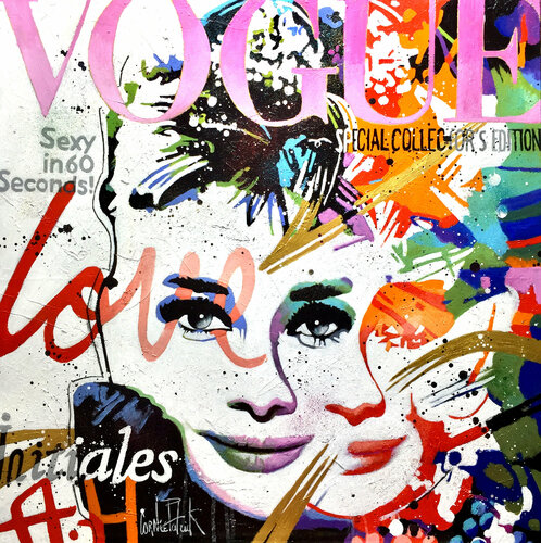 Initiales A.H, Audrey Hepburn, vogue pink version de Patrick Cornée, Pintura a la venta en Singulart