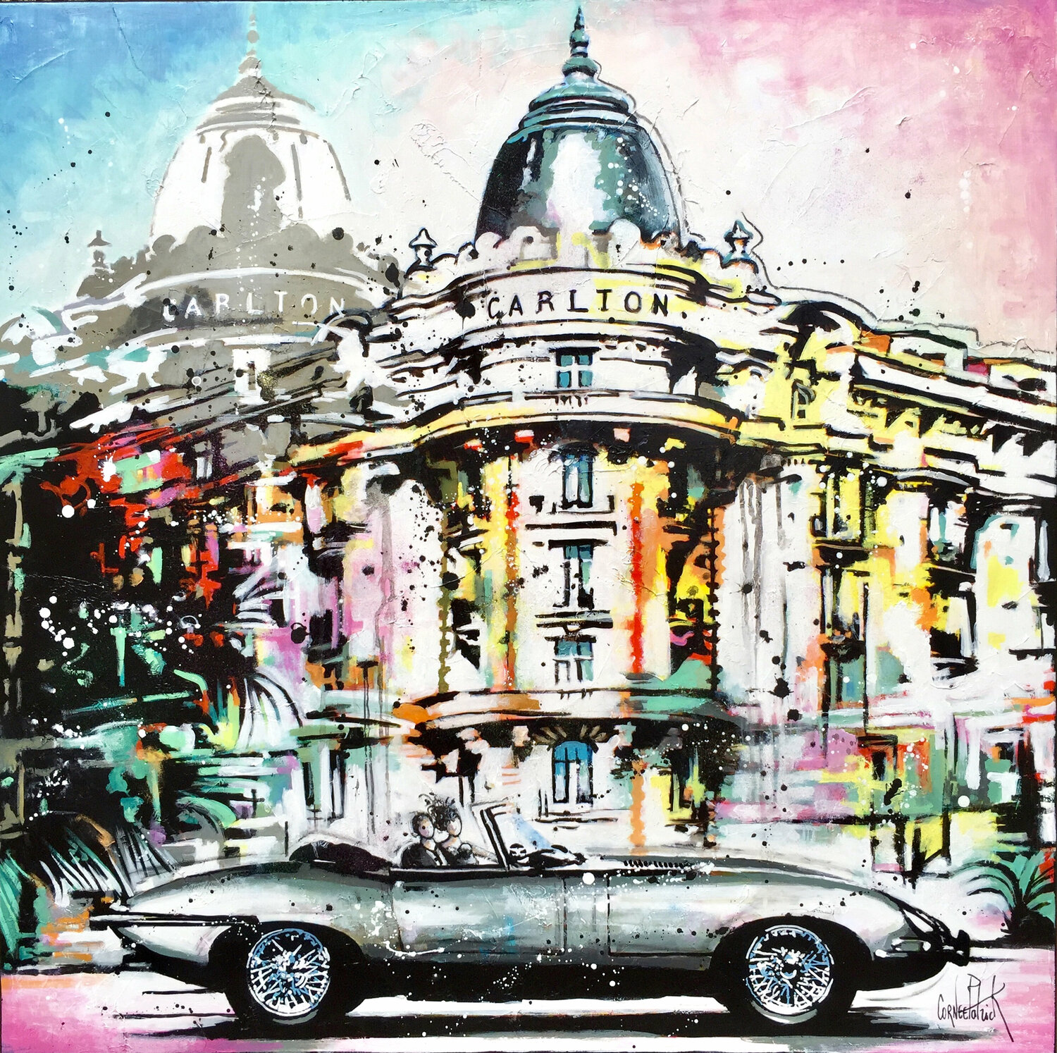 I feel good in front of Calton with my Jaguar Patrick Cornée Originalgemälde zu verkaufen