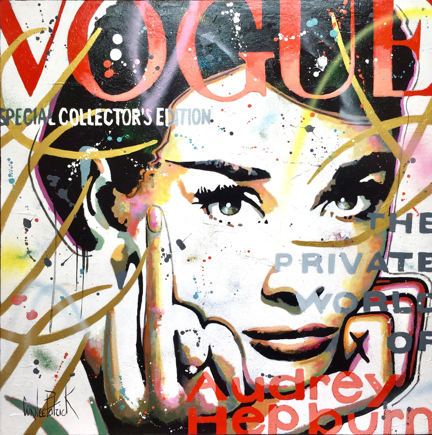 Audrey Hepburn, vogue, red and gold Patrick Cornée