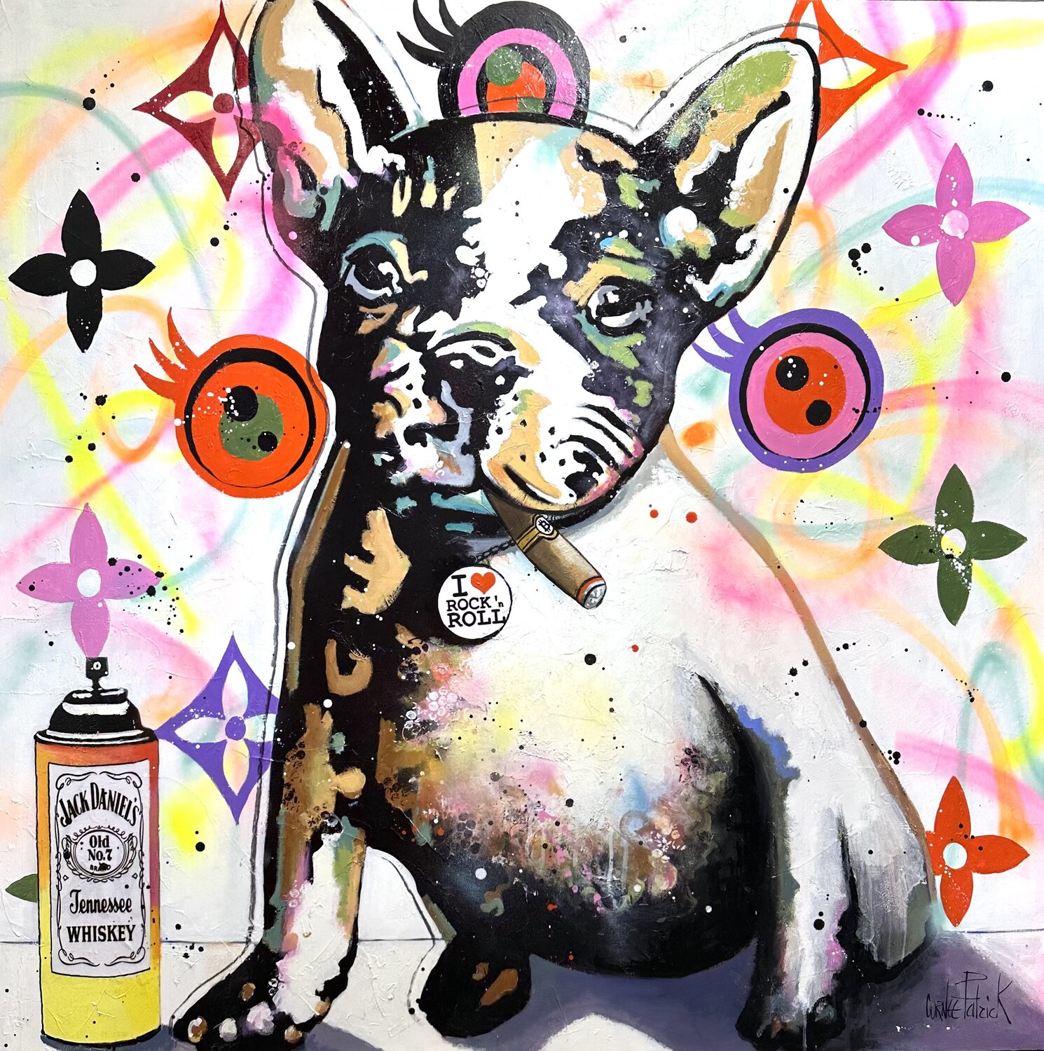 My French Bulldog is a Rock Star Patrick Cornée Originalgemälde zu verkaufen
