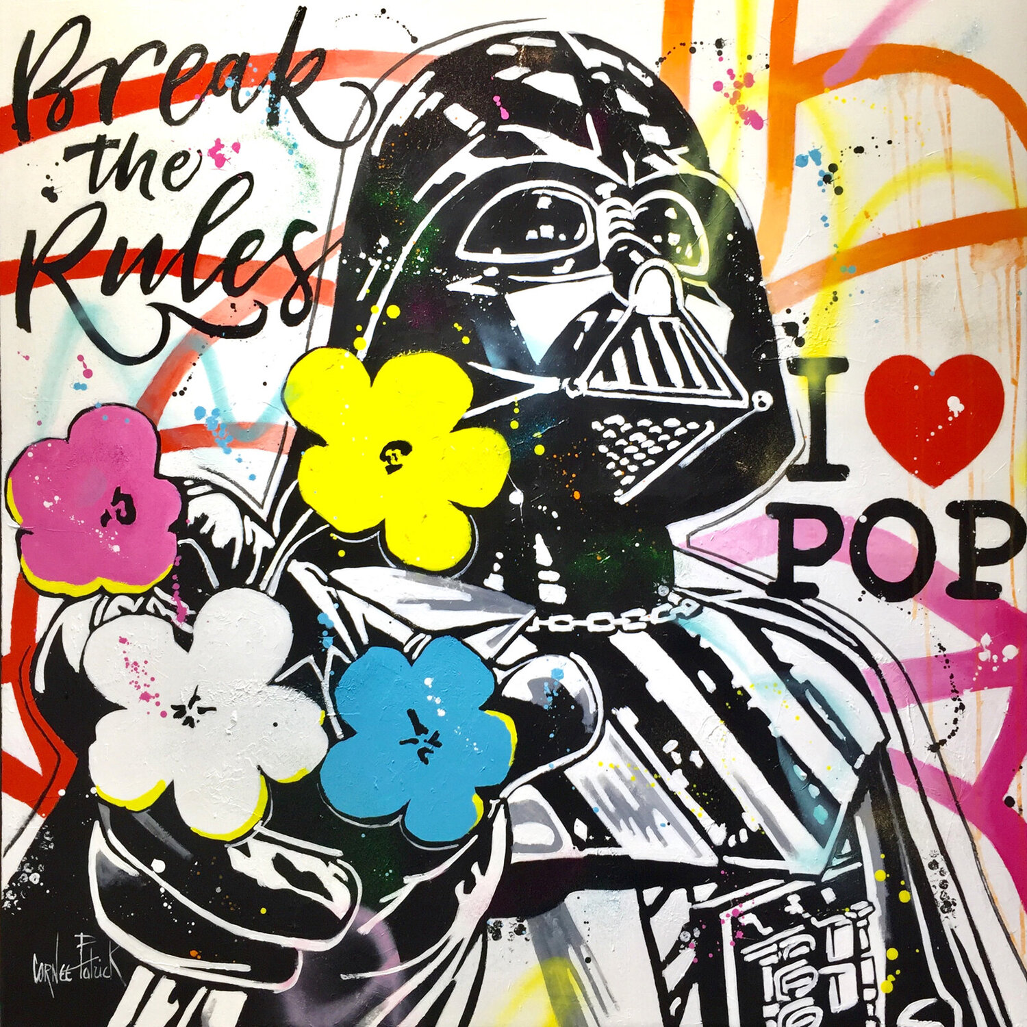 Dark Vador loves Andy Warhol's flowers Patrick Cornée