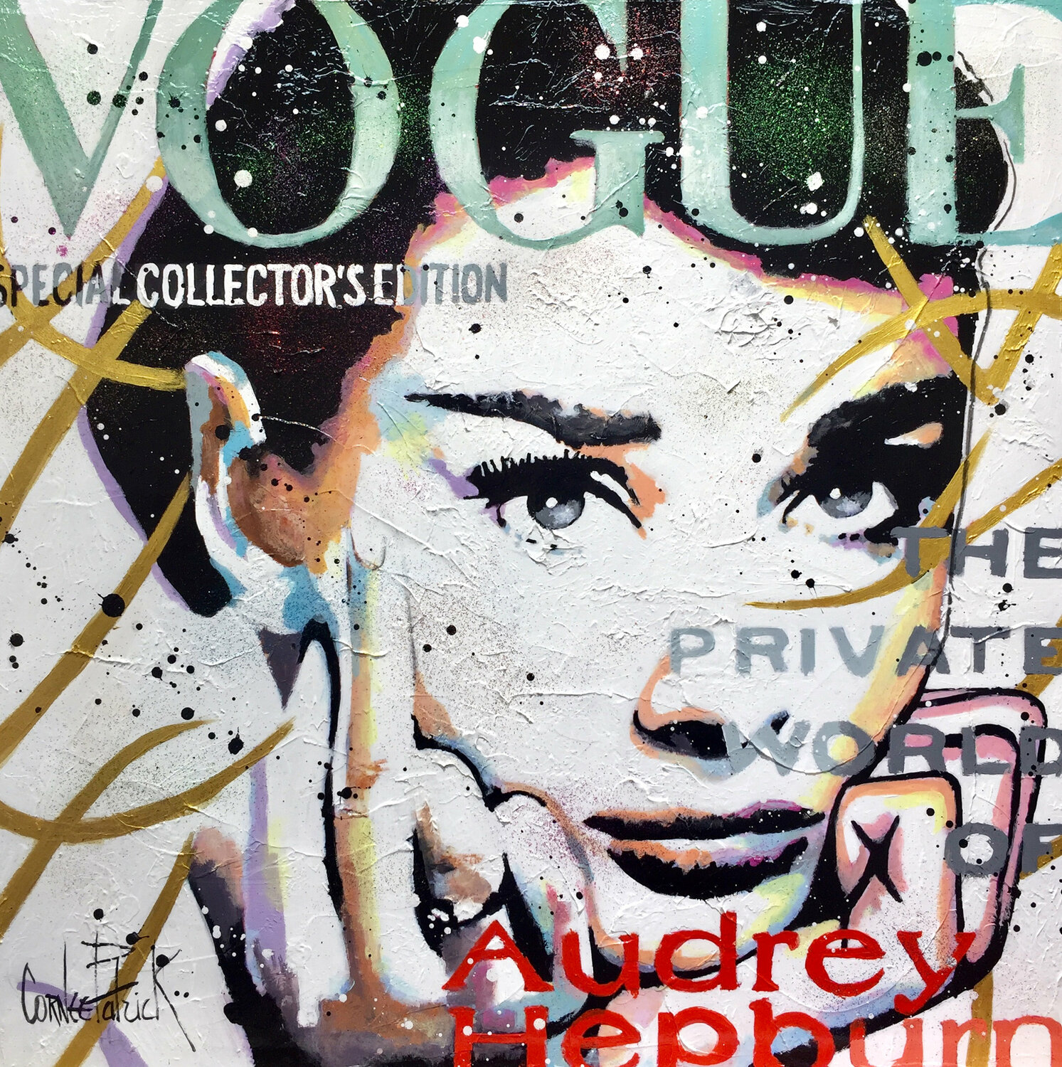Audrey Hepburn, Vogue, gold and green version Patrick Cornée