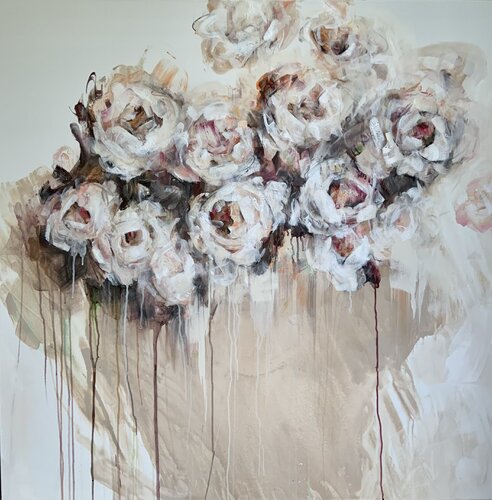 Die Rosenschale I par Marion Doxie Delaubell, Peinture en vente sur Singulart