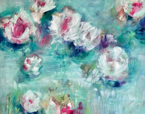 Waterlilies III par Marion Doxie Delaubell, Peinture en vente sur Singulart