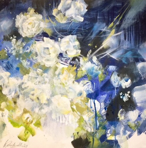 Floating Bloom van Marion Doxie Delaubell, Schilderij te koop op Singulart