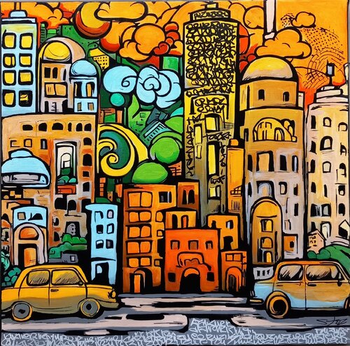happy city di MARCO STAZZINI aka STOZ, Pittura in vendita su Singulart