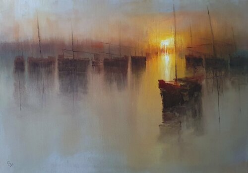 " Harbor of destroyed dreams - Farewell from Pannonian sailor " di Ivan Grozdanovski, Pittura in vendita su Singulart