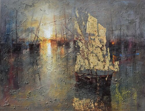 " Harbor of destroyed dreams - There is still hope " di Ivan Grozdanovski, Pittura in vendita su Singulart
