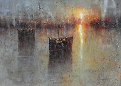 " Harbor of destroyed dreams - You'll Never Sail Alone " di Ivan Grozdanovski, Pittura in vendita su Singulart