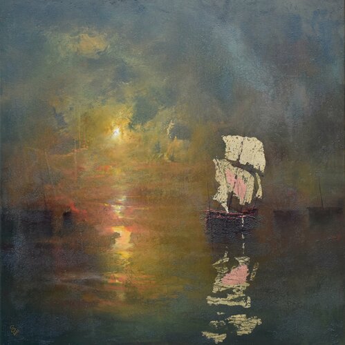 " Harbor of destroyed dreams - Emerald Night " von Ivan Grozdanovski, Malerei kaufen auf Singulart
