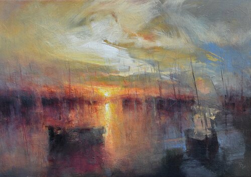 " Harbor of destroyed dreams - Warm / Cold Memories " van Ivan Grozdanovski, Schilderij te koop op Singulart