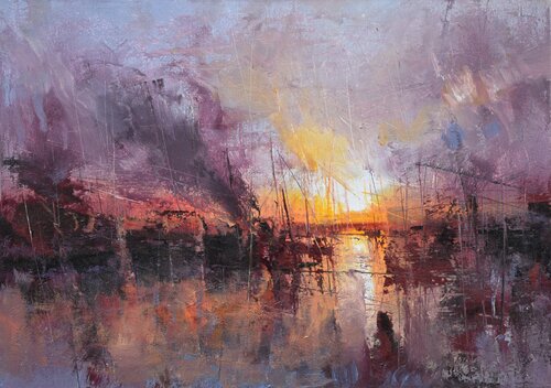 " Harbor of destroyed dreams - Sleep of the Just " van Ivan Grozdanovski, Schilderij te koop op Singulart