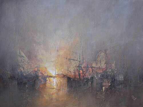 " Harbor of destroyed dreams - When the masks fall " di Ivan Grozdanovski, Pittura in vendita su Singulart