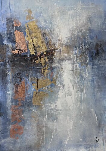 " Harbor of destroyed dreams - Blue Dawn " van Ivan Grozdanovski, Schilderij te koop op Singulart
