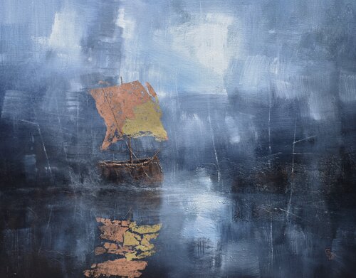 " Harbour of destroyed dreams - In the shade of the blue " di Ivan Grozdanovski, Pittura in vendita su Singulart