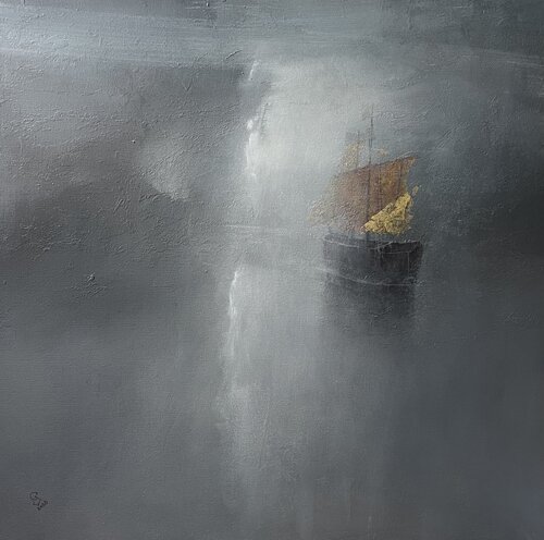 " Harbor of destroyed dreams - A bay of grey seduction " par Ivan Grozdanovski, Peinture en vente sur Singulart