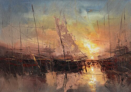 " Harbor of destroyed dreams - If I take the wings of the morning and dwell in the uttermost parts of the sea, even there your hand shall lead me, and your right hand shall hold me - 3 " di Ivan Grozdanovski, Pittura in vendita su Singulart