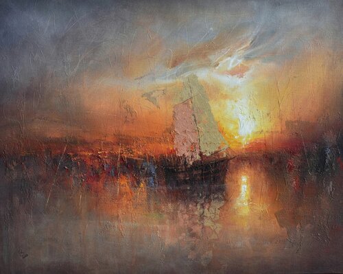 Harbor of destroyed dreams - Rising From The Ashes , Make A New Beginning van Ivan Grozdanovski, Schilderij te koop op Singulart