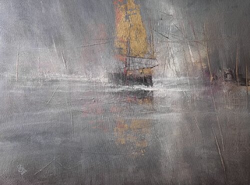 Harbor of destroyed dreams - A bay of grey seduction 3 di Ivan Grozdanovski, Pittura in vendita su Singulart
