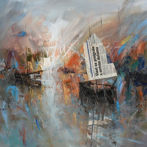Harbor of destroyed dreams - On the Other Side of the Rainbow de Ivan Grozdanovski, Pintura a la venta en Singulart