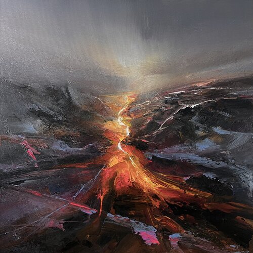 Agartha - A river of molten rocks van Ivan Grozdanovski, Schilderij te koop op Singulart