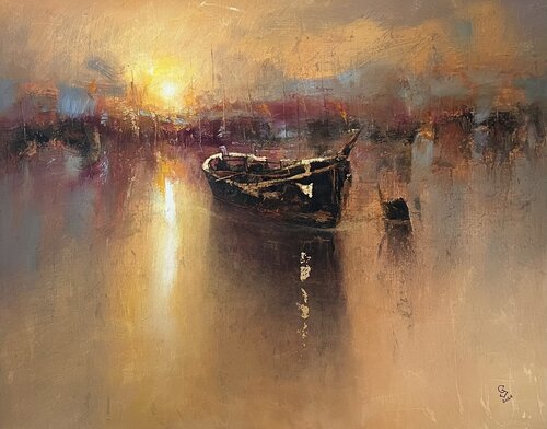 Harbor of destroyed dreams - Left to time van Ivan Grozdanovski, Schilderij te koop op Singulart