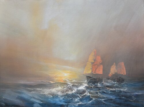 Harbor of destroyed dreams - Morning of hope par Ivan Grozdanovski, Peinture en vente sur Singulart