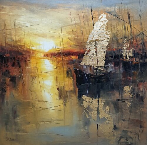 "Harbor of destroyed dreams - There comes a moment when gold loses all its luster" di Ivan Grozdanovski, Pittura in vendita su Singulart