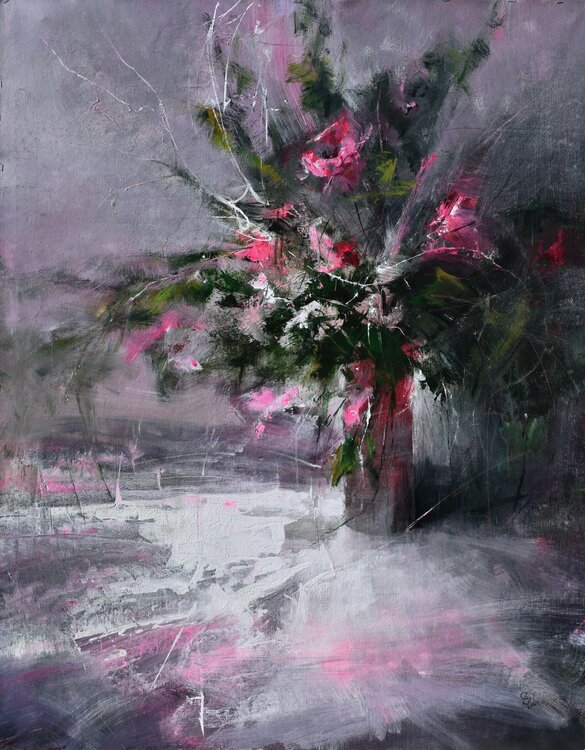 " Vase of pink flowers " Ivan Grozdanovski