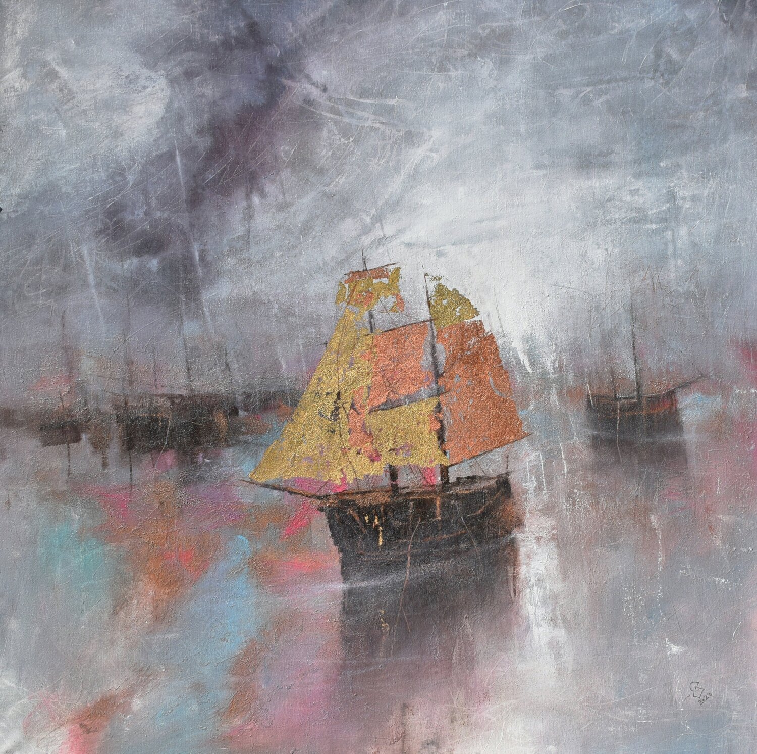" Harbor of destroyed dreams - A bay of grey seduction 2 " Ivan Grozdanovski Peinture originale à vendre