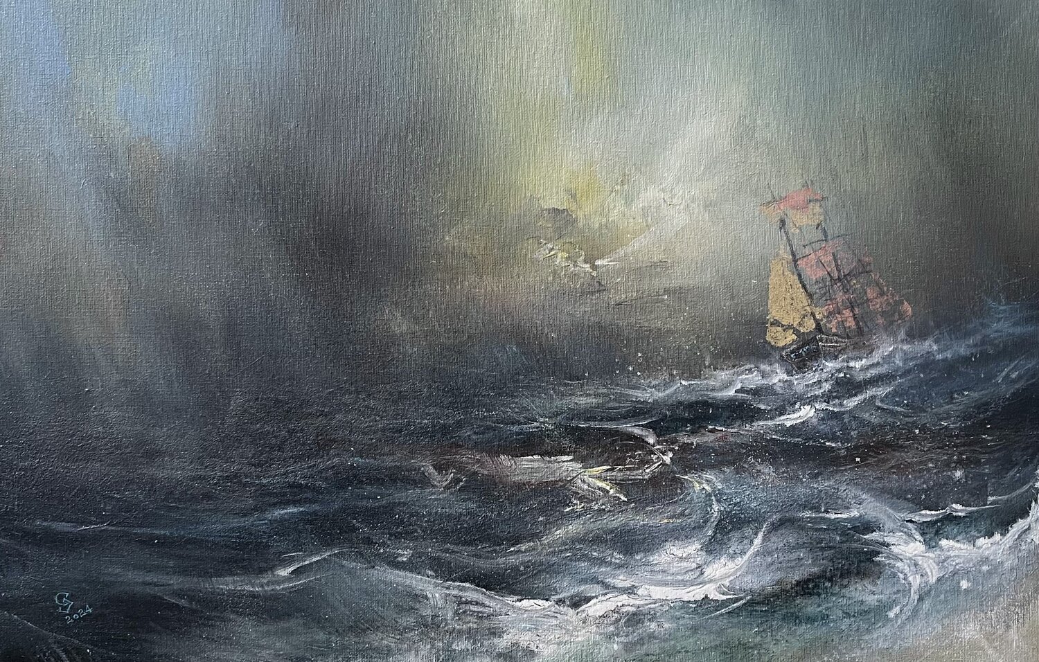 Harbor of destroyed dreams - The Storms of Life 4a Ivan Grozdanovski Originalgemälde zu verkaufen