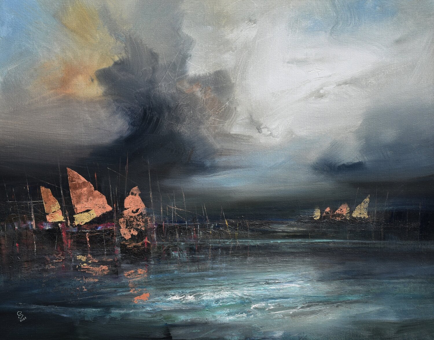 Harbor of destroyed dreams - Reverie in the shadows Ivan Grozdanovski Originalgemälde zu verkaufen