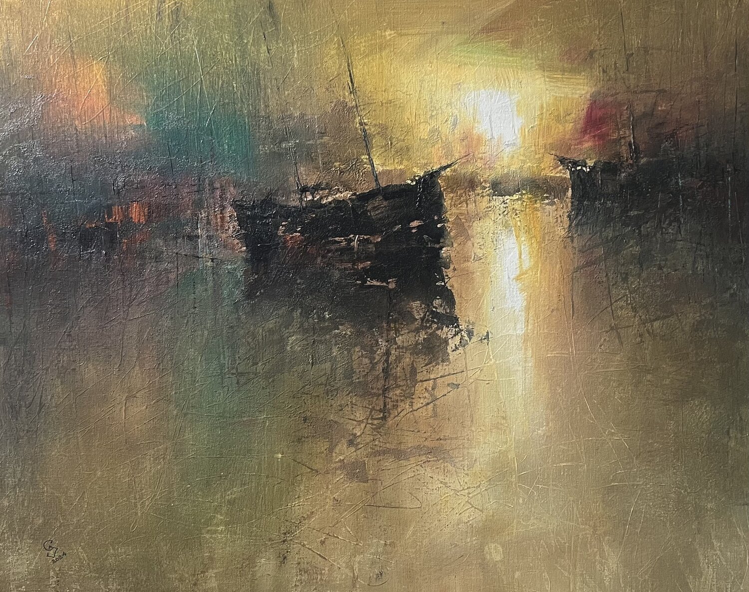 Harbor of destroyed dreams - Morning After Ivan Grozdanovski Originalgemälde zu verkaufen