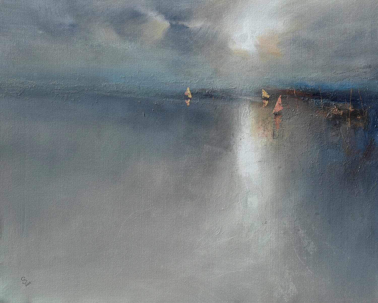 Harbor of destroyed dreams - Sparks in the morning haze Ivan Grozdanovski Peinture originale à vendre