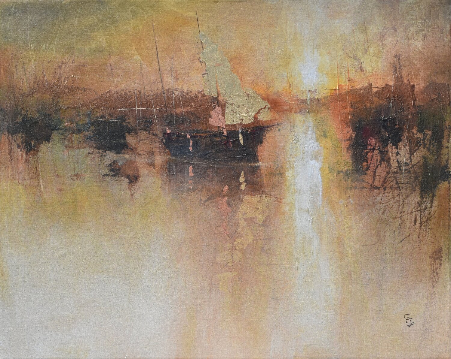 Harbor of destroyed dreams - A sleepy morning Ivan Grozdanovski Dipinto originale in vendita