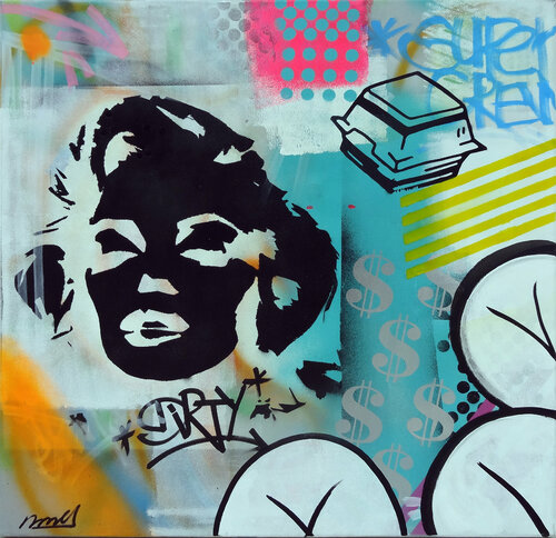 Black Burger Marilyn by DILLIES, Painting for Sale on Singulart