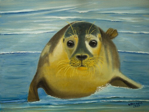 Seehunddame "Miss Abigal" di Ulla M. Neuhaus, Pittura in vendita su Singulart